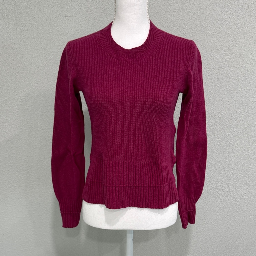 7 For All Mankind Fitted Crewneck Sweater in Plum